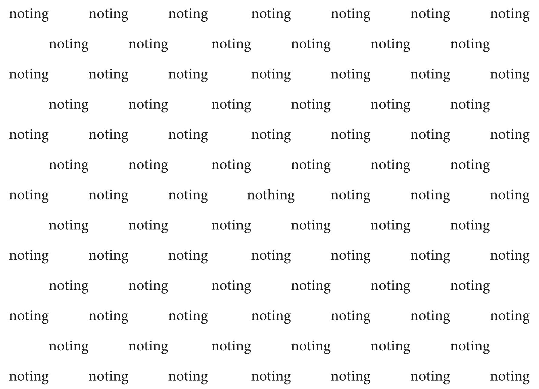 Julien Bismuth, noting nothing, Poem, Textbild, 2019, Digitaldruck, Unikat, kaschiert auf PVC 3 mm, 28 x 28 cm