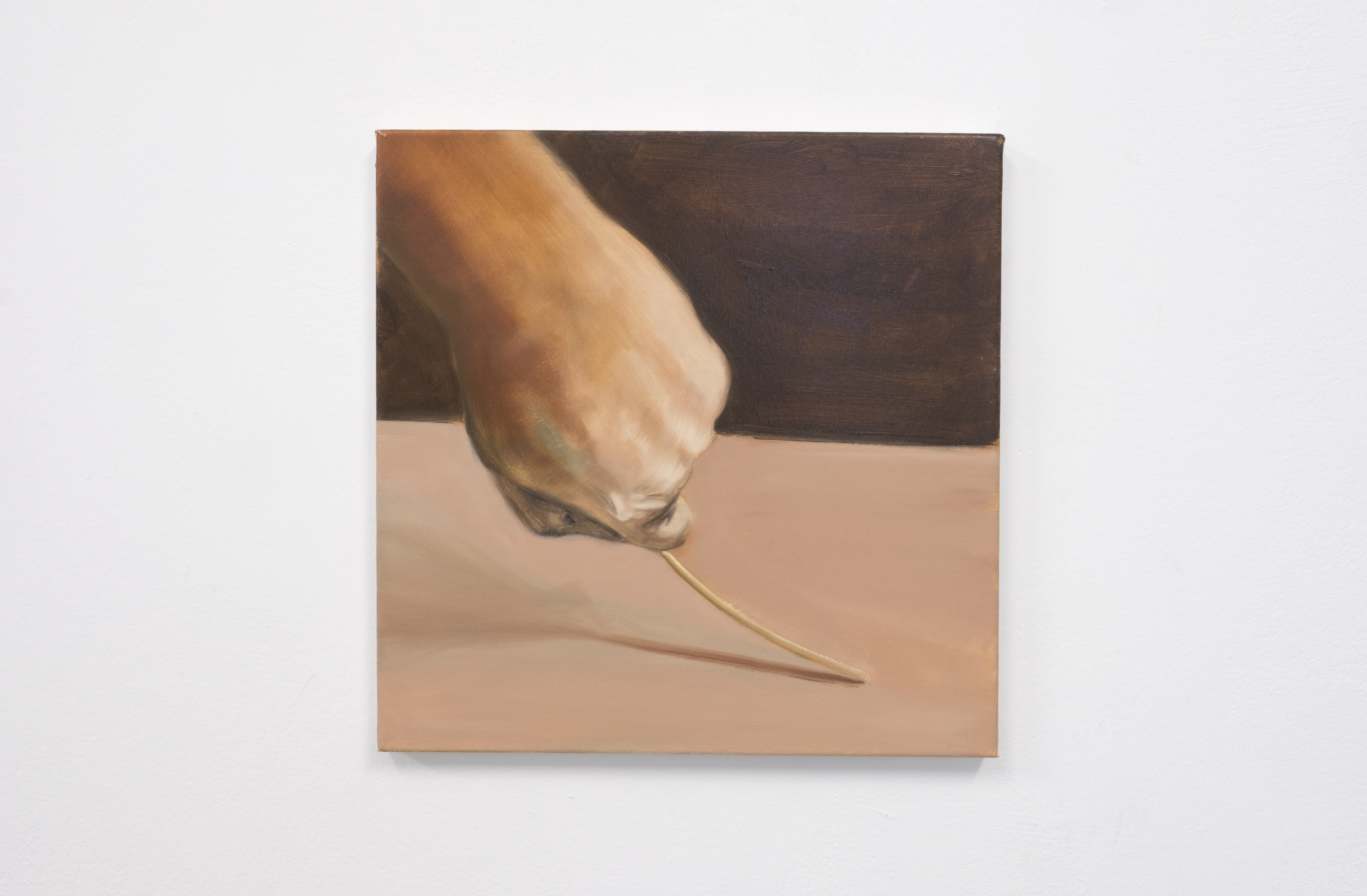 Installationsansicht Curved Arrows, Nikos Kanarelis "the breaking point" oil on canvas, 2016